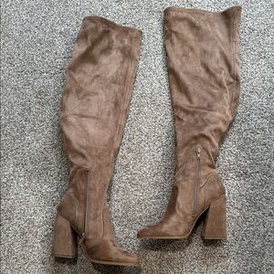 Jessica Simpson Sandstone Britten Suede Over-the-Knee Boots sz 9 wide calf